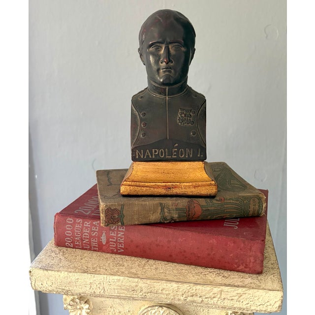 French Empire–style Napoléon I bust paperweight featuring a detailed military uniform with raised buttons, medal accents,...