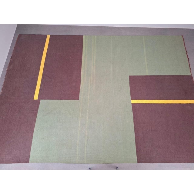Mid-Century Modern Geometric Rug, Czechoslovakia, 1960s For Sale - Image 4 of 17