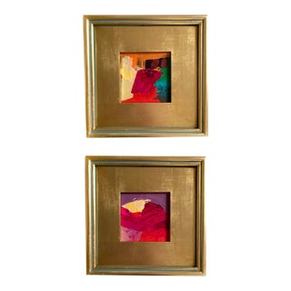 "Canyons" Pair of Framed Mini Paintings by Jessalin Beutler For Sale