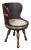 This small chair or stool is made of hickory wood with brass accents in a barrel style finished with neutral upholstery.