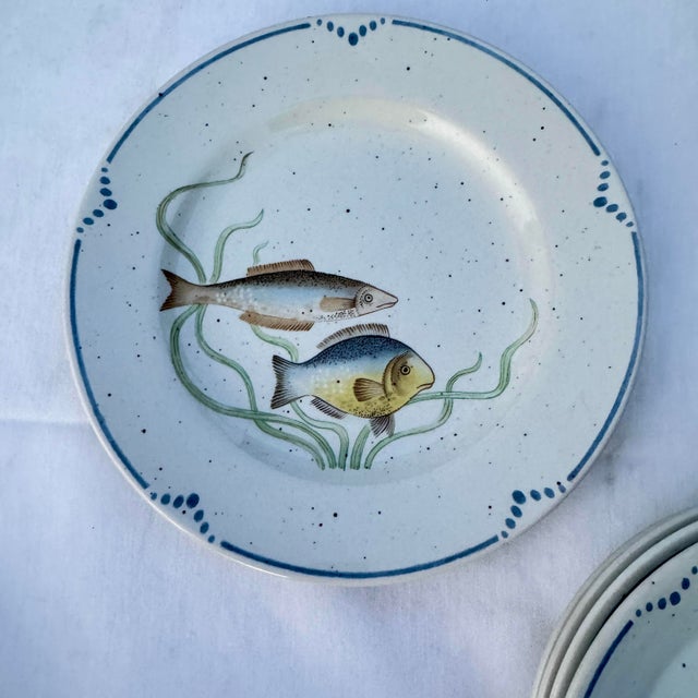 1970s Fitz and Floyd “La Mer” Salad Plates and Fruit Bowls- 8 Pieces For Sale - Image 9 of 10