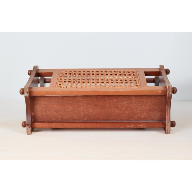 1970s Mid-Century Wood and Cane Magazine Rack For Sale - Image 13 of 14