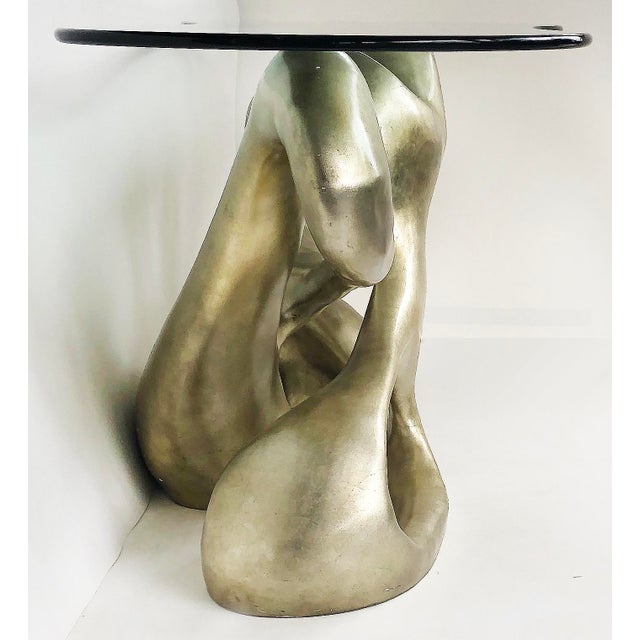 Glass Tony Duquette for Baker Biomorphic Console, Silver Leaf Finish For Sale - Image 7 of 11