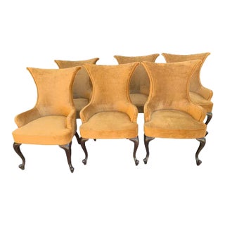 Set of Six Upholstered Walnut Armchairs by Randall Tysinger for EJ Victor For Sale