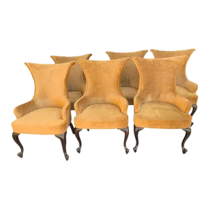 Set of Six Upholstered Walnut Armchairs by Randall Tysinger for EJ Victor