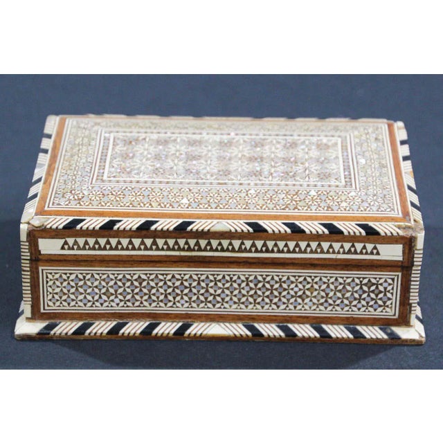 Moorish Handcrafted Middle Eastern Mosaic Inlaid Decorative Box For Sale - Image 12 of 13