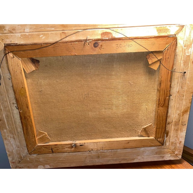 Textile Antique Boat Watermen Oil Painting 19th Century For Sale - Image 7 of 8