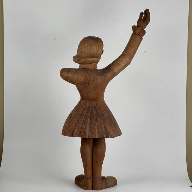 Gothic Rare & Unique 18th Century Hand Carved Wooden Sculpture of a Minstrel For Sale - Image 3 of 12