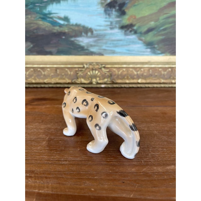 Mid-Century Modern Vintage Erphila Germany Porcelain Leopard Figurine With Hand-Painted Details. For Sale - Image 3 of 10