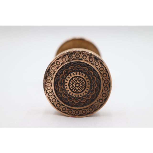 Antique Vernacular style bronze door knobs made by Corbin in the 1885 catalog. It is part of the D-10100 Venetian group....