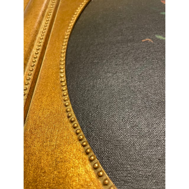 Mid 20th Century Vintage Framed Floral Still Life With Oval Cartouche, Gilt Wood Frame For Sale - Image 5 of 12