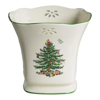 Christmas Tree Square Poinsettia Planter by Spode For Sale