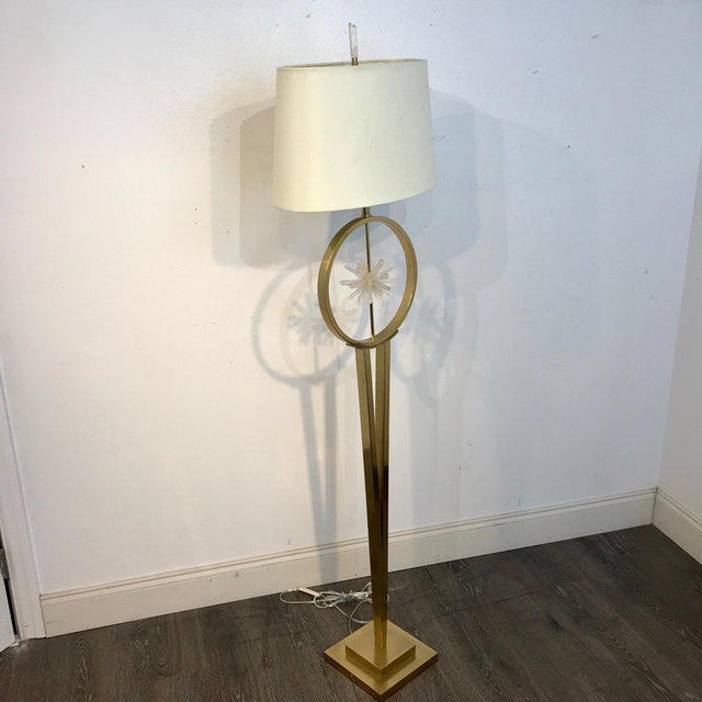 Modern Brass and Rock Crystal Sphere Floor Lamp | Chairish
