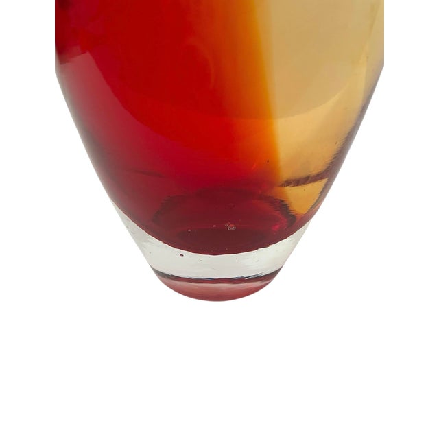 Glass Floris Meydam Leerdam Art Glass Vase. Red and Yellow. McM. 16” For Sale - Image 7 of 9