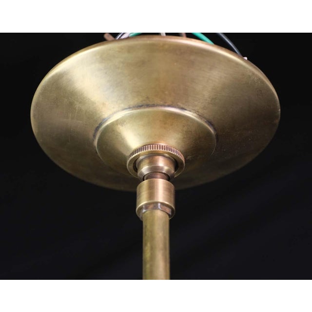 1910s X-Ray Glass Brass Pole Double Down Pendant Light For Sale - Image 10 of 12