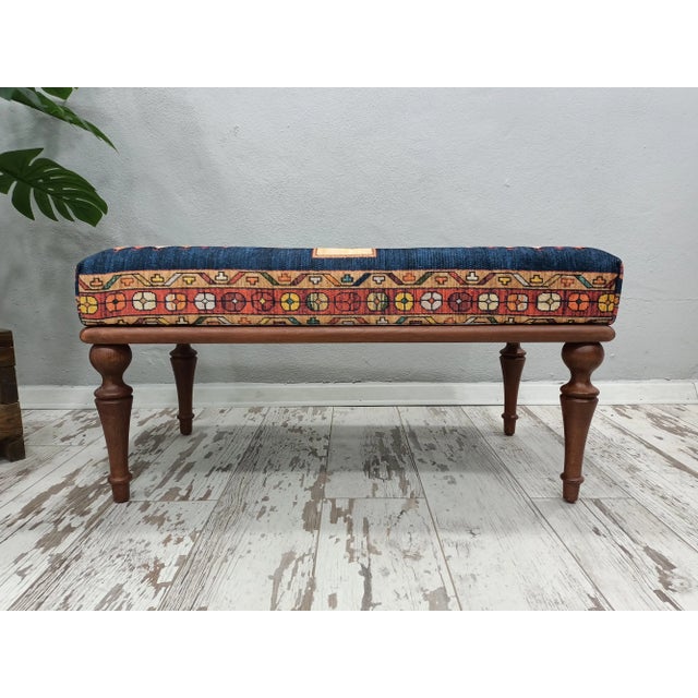 Details SIZE: 18X18X36 Inches ( with legs ) - 45x45x90 cm TYPE: Handmade Ottoman Bench CONDITION: is good. CONSTRUCT: It...