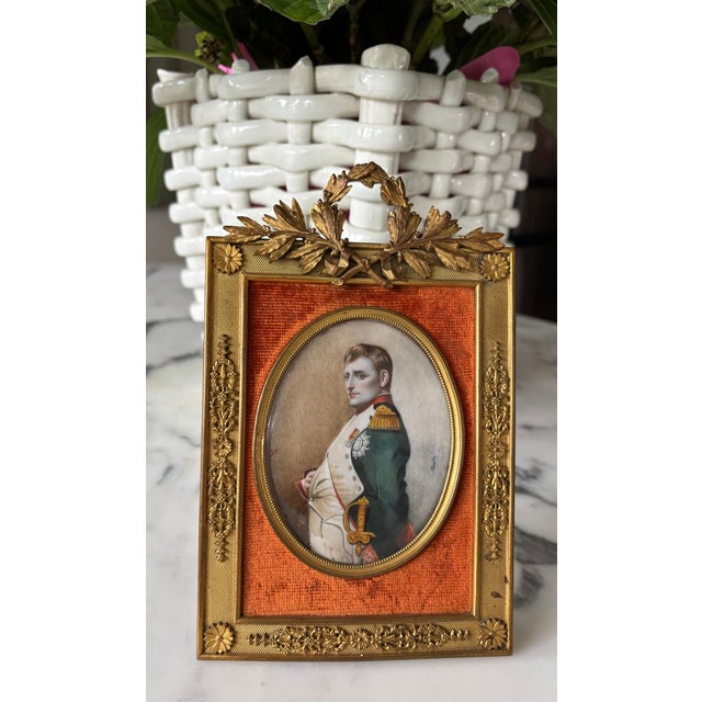 Antique Napoleon Miniature Portrait in Empire Style Ormolu Frame, Signed For Sale - Image 15 of 18