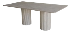Rectangular Top 200 Muted Beige Travertine Dining Table by Beije Avenue