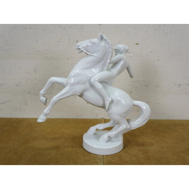 White Antique 1923 Rosenthal Anton Grath Blanc Amazon on Horseback Figurine 10" For Sale - Image 8 of 13