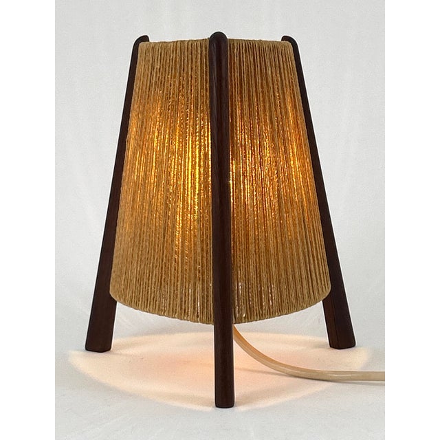 Mid-Century Modern Mid-Century Modern Teak Sisal Bedside Table Lamp, Denmark, 1960s For Sale - Image 3 of 18