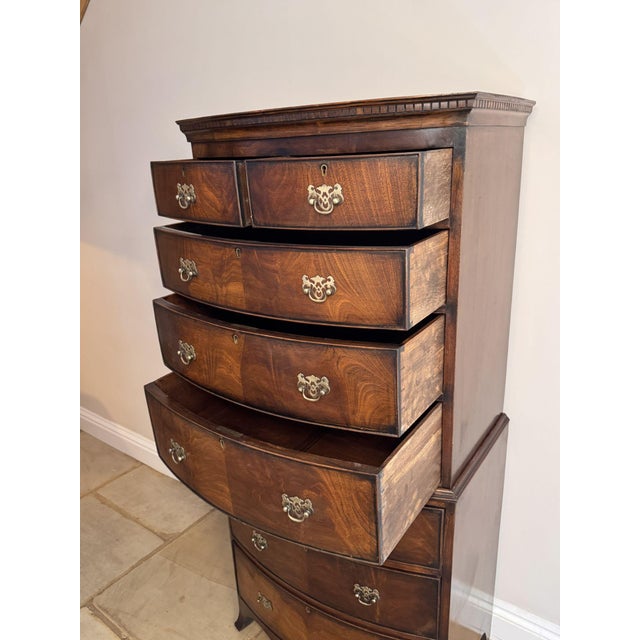 Brown Antique Victorian Mahogany Bowfront Chest, 1860 For Sale - Image 8 of 11