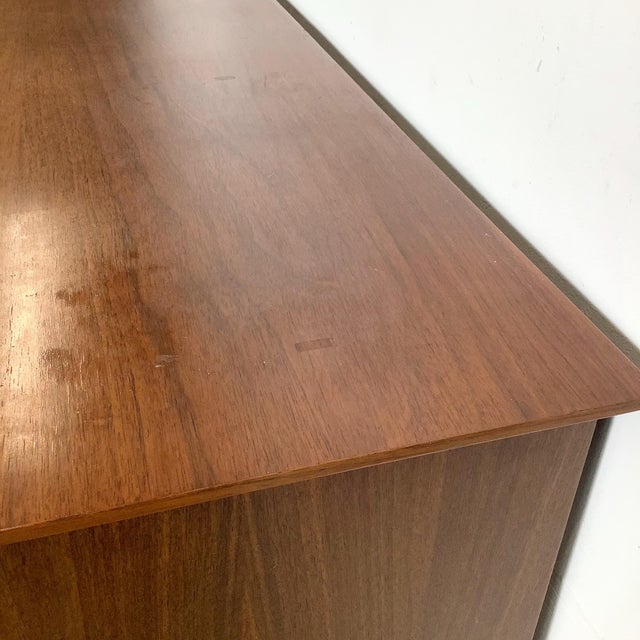 Vintage Mid-Century Modern Walnut Highboy Dresser With Sculpted Pulls For Sale - Image 12 of 12