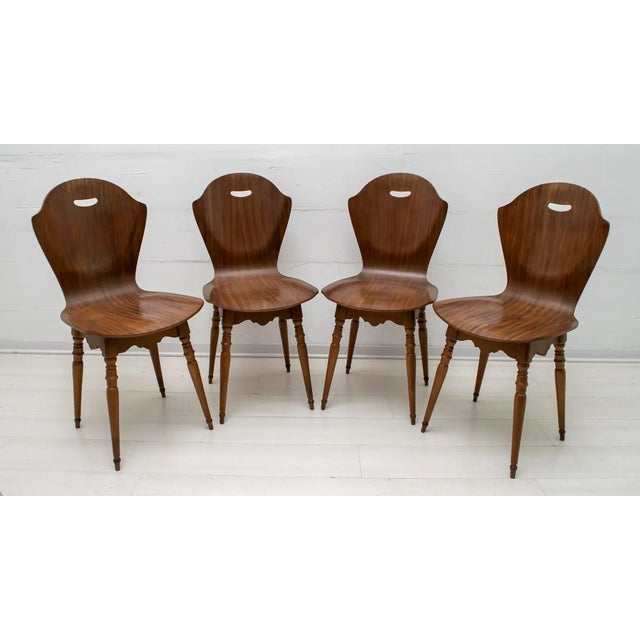 Curved Wood Dining Chairs by Carlo Ratti, 1950s, Set of 4 For Sale - Image 9 of 17