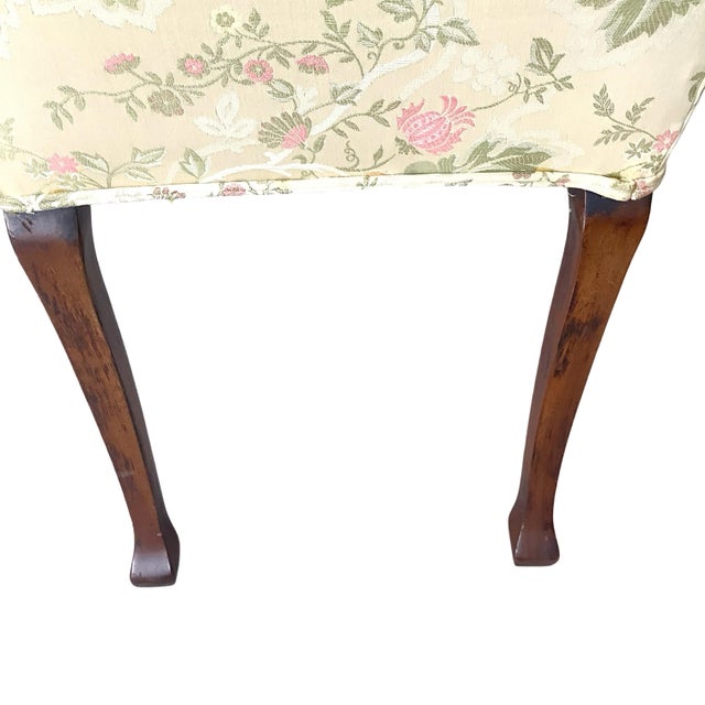 Pair of Georgian Revival Armchairs, Vintage Floral Upholstery For Sale - Image 13 of 18