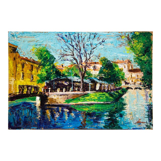 Unknown, Island of the Fish, Oil on Masonite, Late 20th Century For Sale