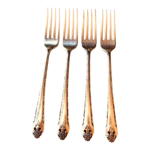 Vintage Holmes & Edwards Silver Plated "Lovely Lady" Pattern Dinner Forks Set- 4 Pieces