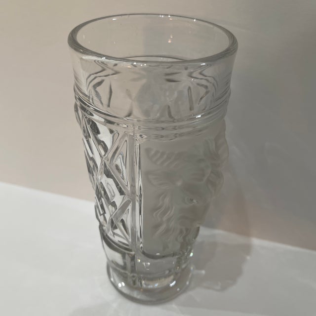 Glass Vintage Glass Vase With Ram’s Head For Sale - Image 7 of 10