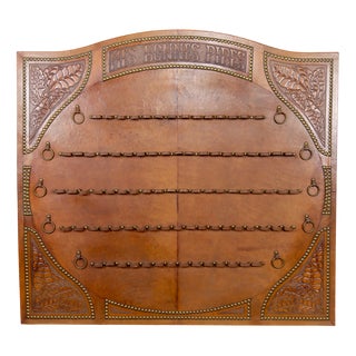 Tobacco Pipe Stand in Repoussé Leather, France, 20th Century For Sale