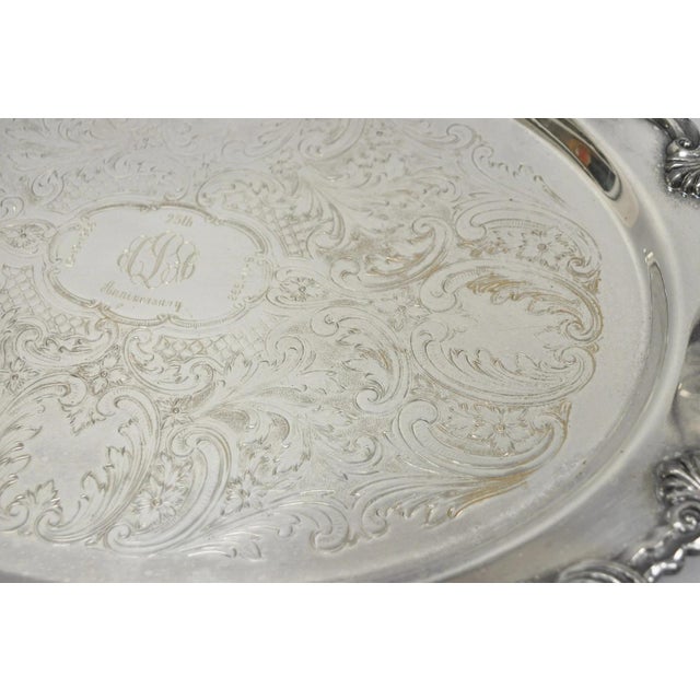 Vintage Sheffield Victorian Silver Plated Oval Platter Tray 25th Anniversary For Sale - Image 12 of 18