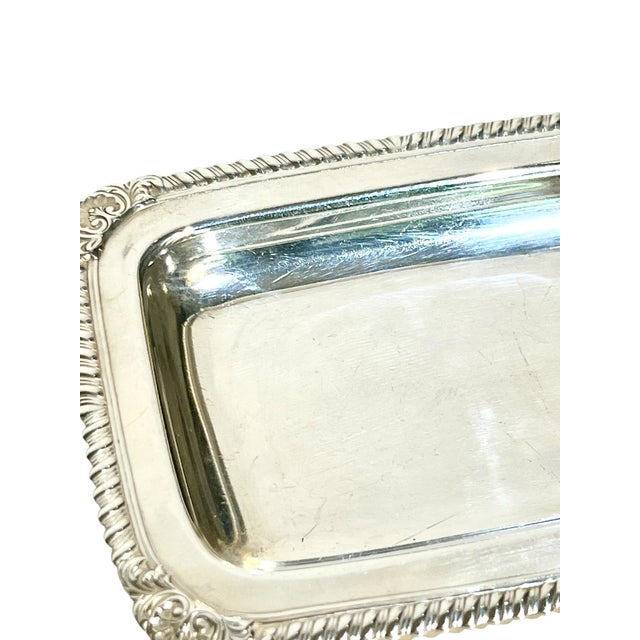 Vintage Matched Pair of Petite French Silver Plate Calling Card Trays With Shell Detailing For Sale - Image 11 of 13