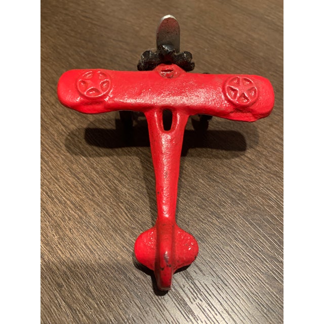 Red Vintage Cast Iron 1930's Hubley Airplane For Sale - Image 8 of 9