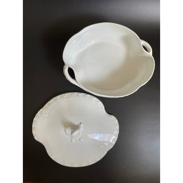 White 19th C. Haviland Marseille All White Covered Tureen, Vegetable Dish and Butter Box For Sale - Image 8 of 12