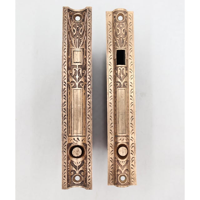 Victorian Pair of Antique Victorian Brass Pocket Door Locks For Sale - Image 3 of 5