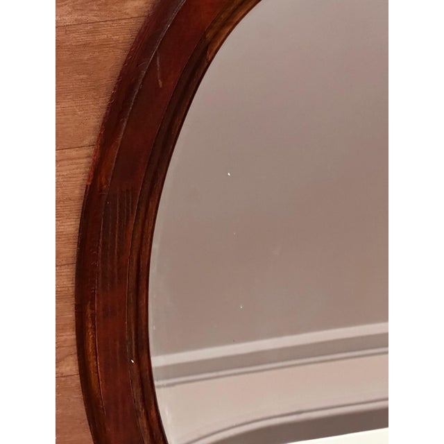 Vintage Oval Mirror in Stained Wood, 1970s For Sale - Image 11 of 17