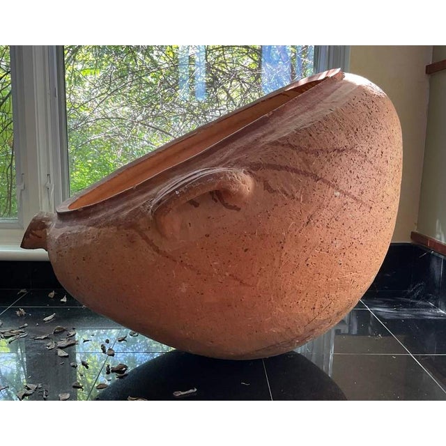 Large Antique Terracotta Vessel With Spout & Handles For Sale - Image 4 of 9