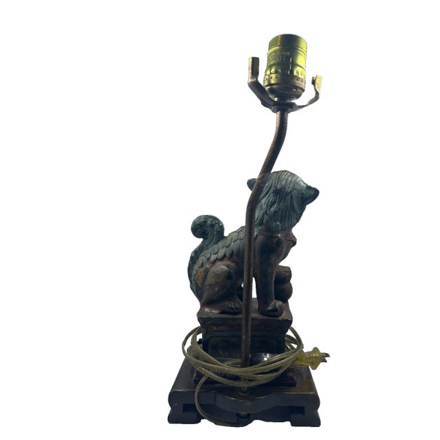 Frederick Cooper Vintage Frederick Cooper Cast Iron Foo Dog Table Lamp For Sale - Image 4 of 7
