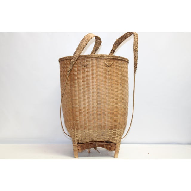 Vintage Wicker Harvest Backpack For Sale - Image 4 of 14