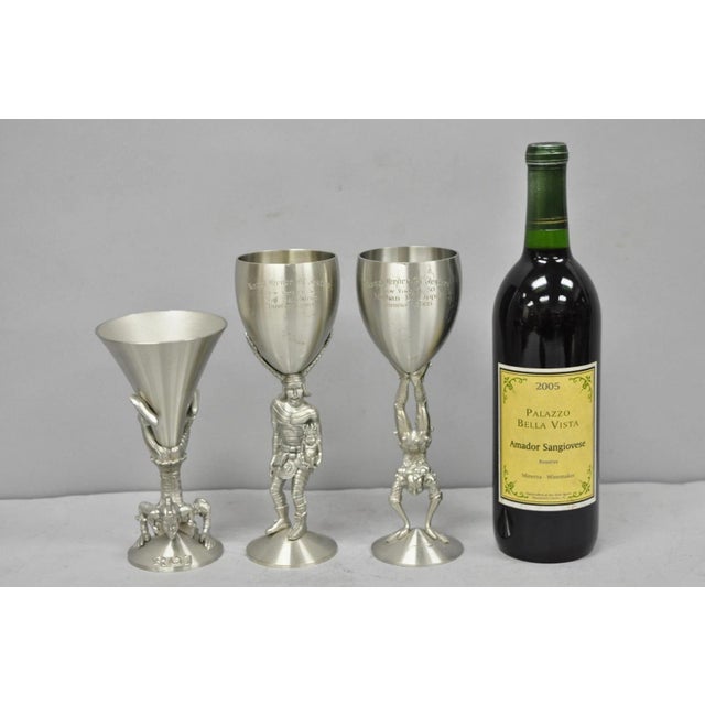 Vintage Royal Order of Jesters Figural Pewter Metal Mirth Is King Award Goblet For Sale - Image 13 of 14