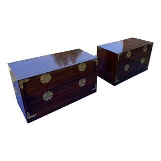 1980s Drexel Heritage Et Cetera Chinoiserie Chest of Drawers - Set of 2 For Sale
