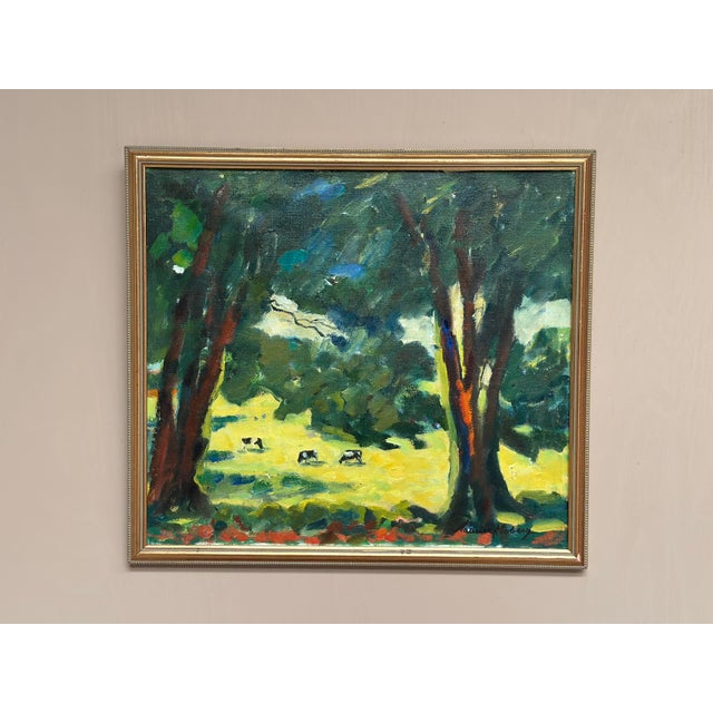 Original Swedish Oil on Canvas – “Gläntan, Båstad” by Maurice Moberg (1923–2014) – Signed – Framed – 50 × 56 cm (19.7" ×...