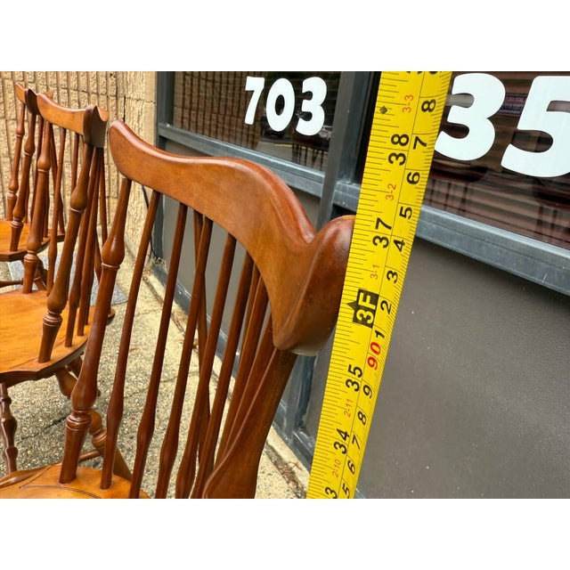 Late 20th Century Set of 4 Vintage Windsor Style Spindle Back Dining Chairs For Sale - Image 5 of 15