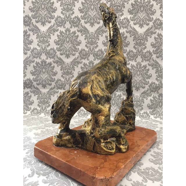 Vintage Horse Animal Sculpture on Oxolyte Marble Base , 1970s For Sale - Image 14 of 14