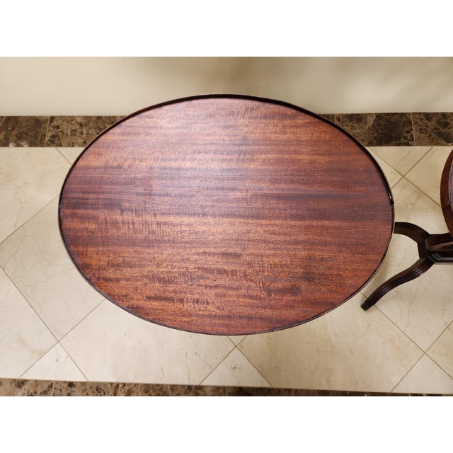 Victorian 1960s Pair of Victorian Style Lyre Harp Side Tables - Mahogany For Sale - Image 3 of 11