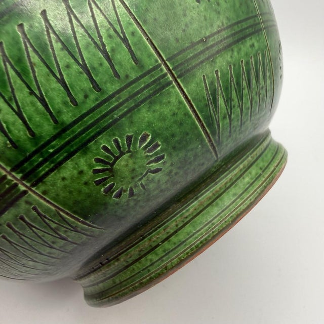 Green Ceramic Vase with Sgraffito Decor by Wilhelm Kagel, 1960s For Sale - Image 6 of 10