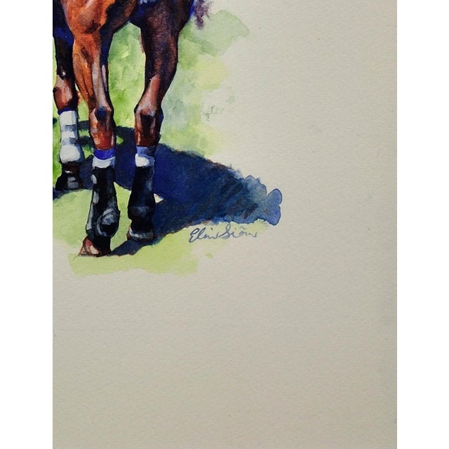 Elin Sian Blake, Polo Match, Cirencester, Player and Pony, Watercolour, Framed For Sale - Image 9 of 18