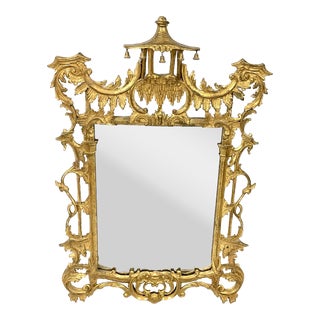 Chinese Chippendale Style Giltwood Pagoda Form Mirror For Sale
